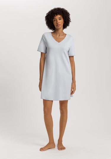 Cotton Silk V-Neck Cotton Nightgown | Powder Blue 74814-2512